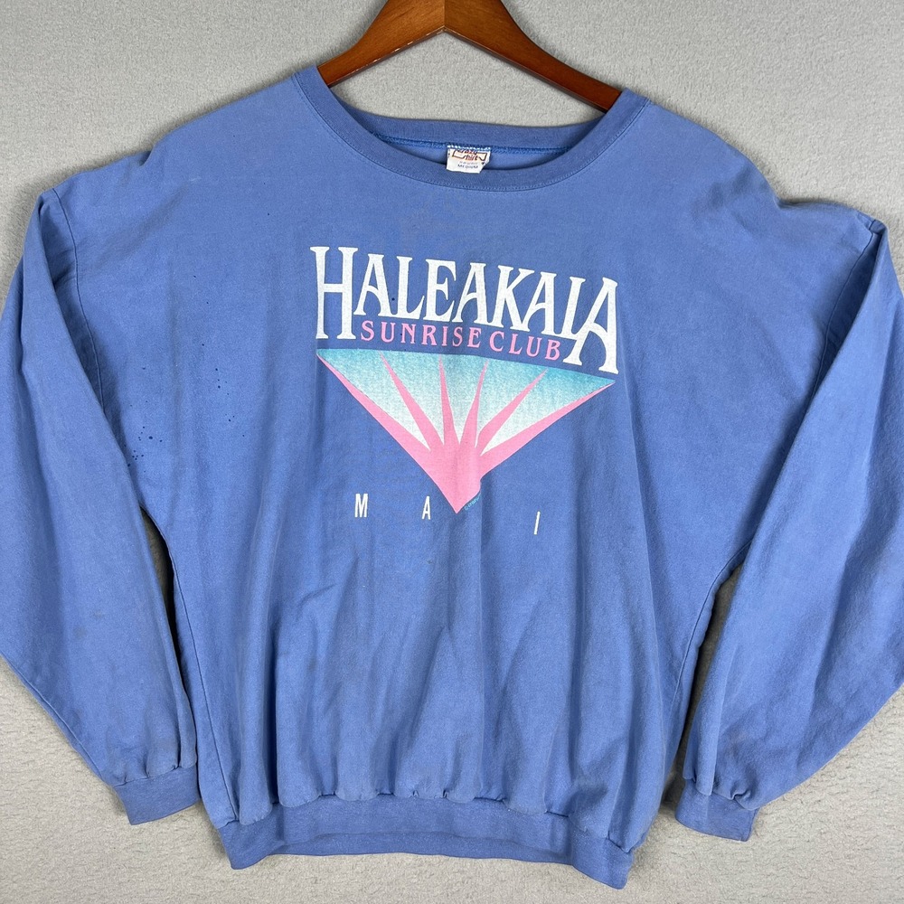 VTG Haleakala Sunrise Club Jersey Sweatshirt Mens M Crazy Shirt Hawaii Maui USA